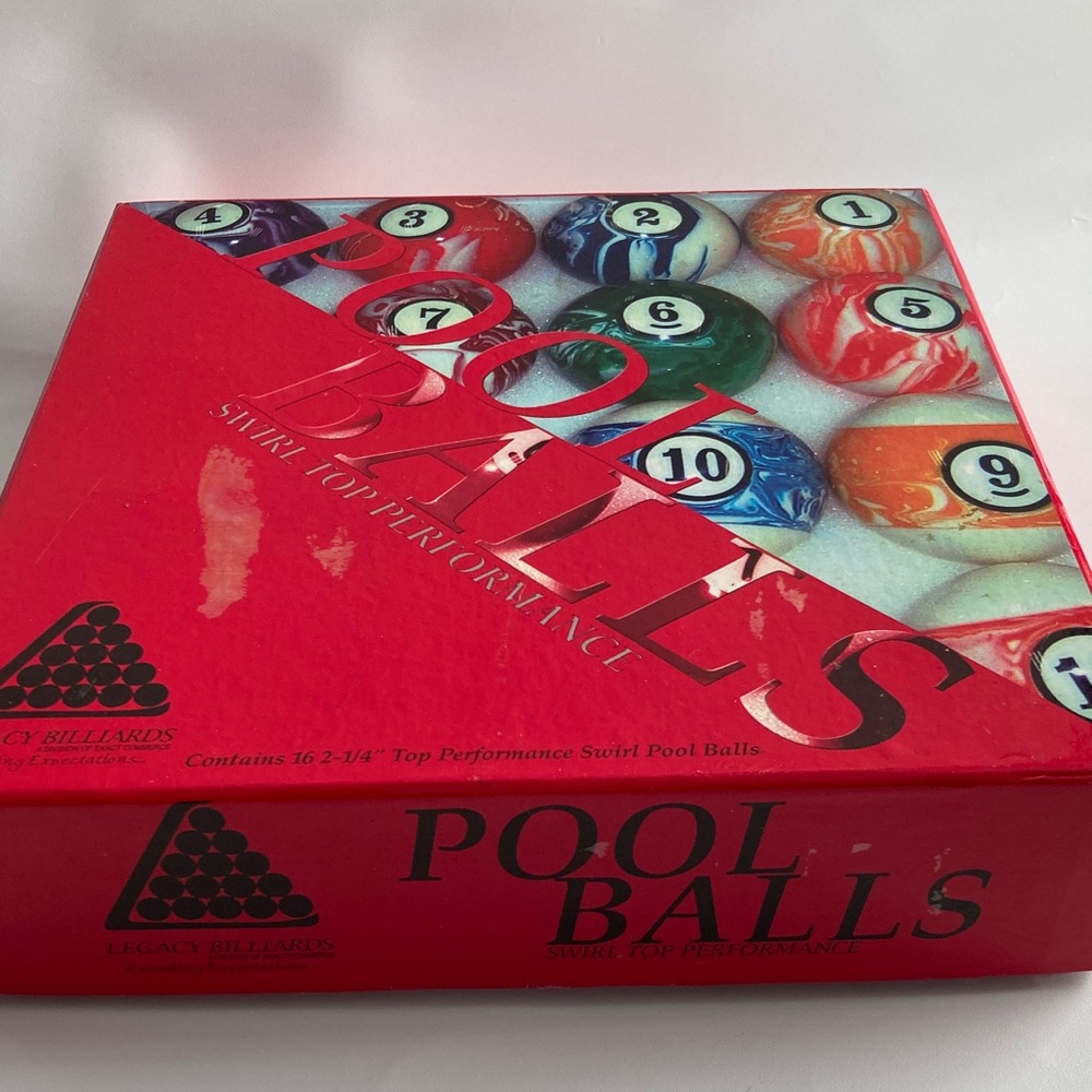 Legacy Billiards  Swirl Pool Balls 16  Top Performance Balls  In Box